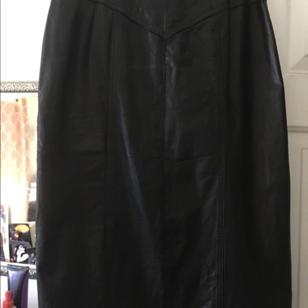 Leather pencil skirt